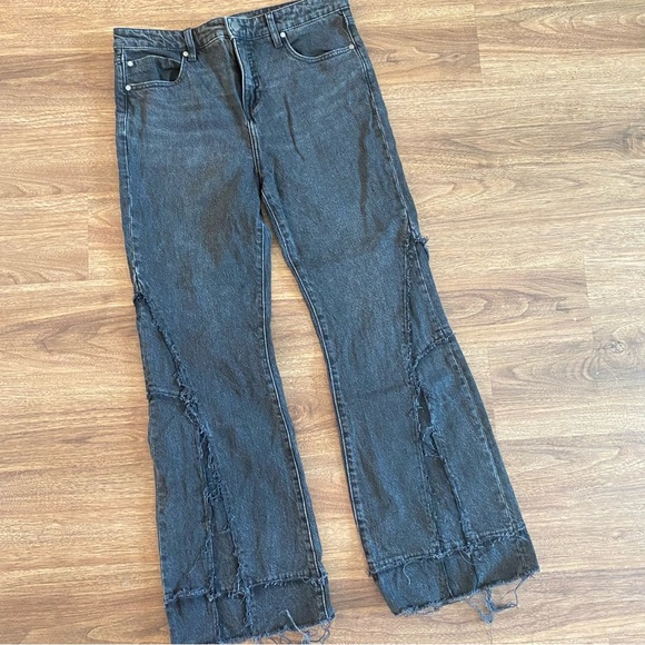 Liverpool Black Flare Wide‎ Leg Jeans with Distressed Hem - Picture 1 of 5